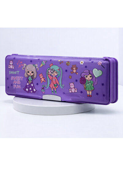 Miro Toys Μοβ κουτί στυλό Fixpoint – Με χαριτωμένες φιγούρες, μεγάλου χωρητικ...