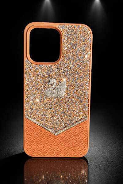 Premium Phone Case WITH Silver Swan Detail Shiny Stone for İPHONE 13 ONLY