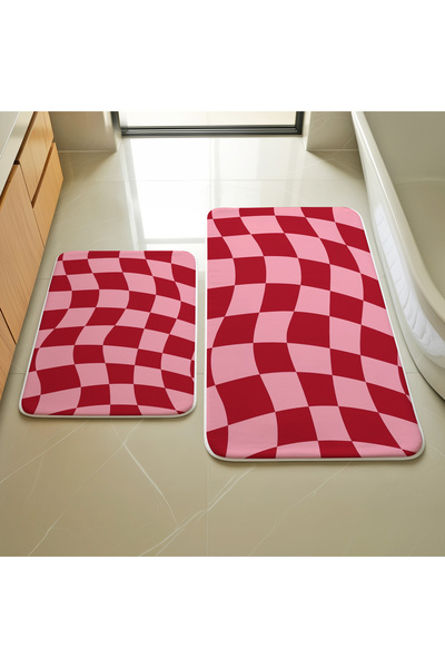 GENELOEM Colorful Checkerboard Pattern 2-Piece Mat Set M88