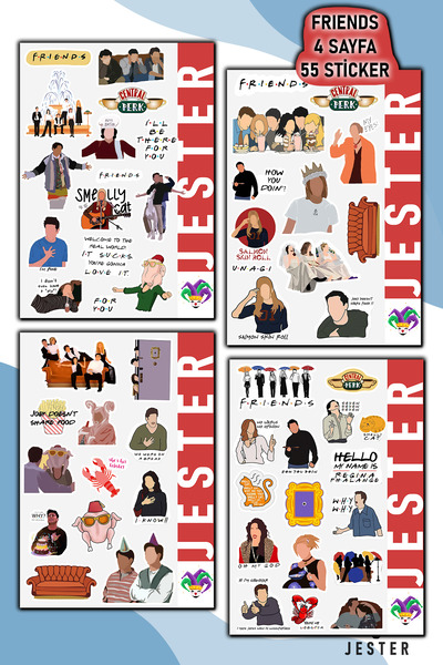 Jester 4 Sayfa Friends Sticker, Çıkartma, Günlük, Ajanda, Planlayıcı, Bullet,...