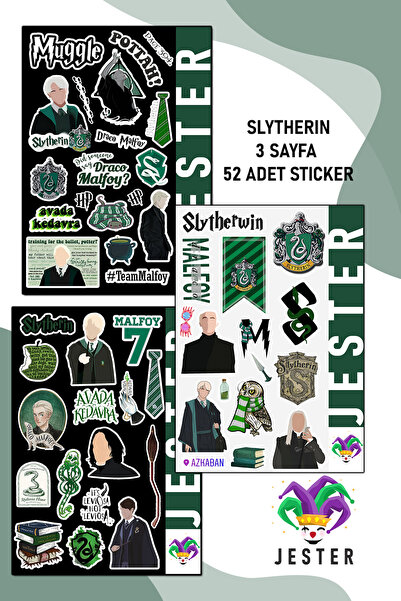 Jester 3 Sayfa Slytherin Sticker, Çıkartma, Günlük, Ajanda, Planlayıcı, Bulle...