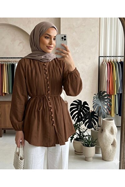 Ay Fashion Official Kahve tesettür tunik gömlek