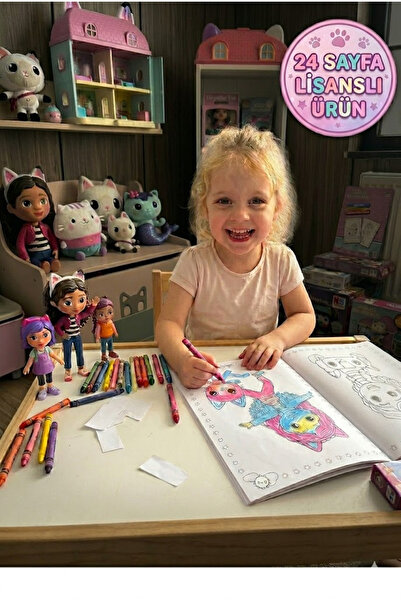 TOYFEST Gabby's Dollhouse 24 Sayfa Boyama Kitabı Çocuklar İçin Eğlenceli ve E...