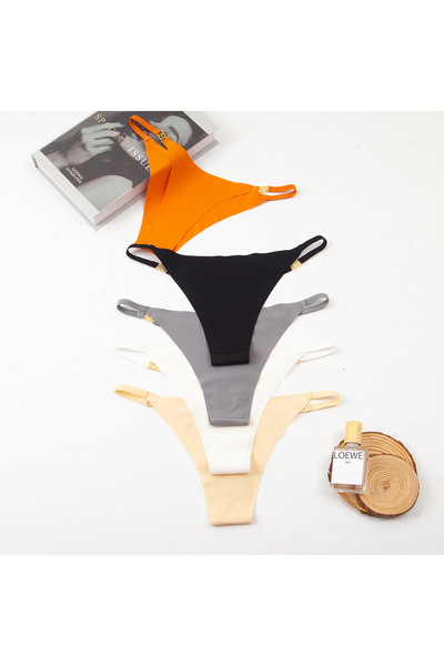 walklifes Five-Color Minimalist Thong Set with Decorative Details (5-Piece Set)