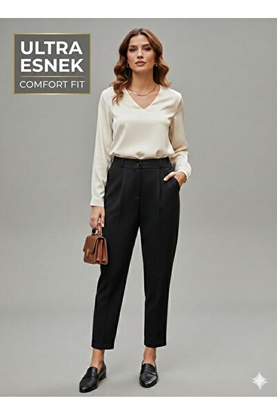 Marina Trend Μαύρο ψηλόμεσο παντελόνι Ultra Ελαστικό ελαστικό ύφασμα Carrot -...