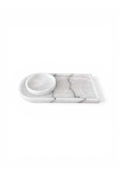 Mermer Sunum Tabağı Doğal Taş Kahvaltılık & Meze Sunum Tepsisi 26 cm