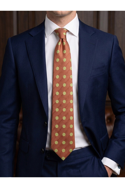Gutiero Classic Tie with Orange Patterned Handkerchief