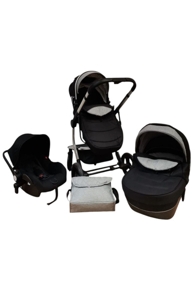 OEM 518C Μαύρο Καρότσι, 3 σε 1, με πορτ-μπεμπέ, σπορ καρότσι και κάθισμα αυτο...