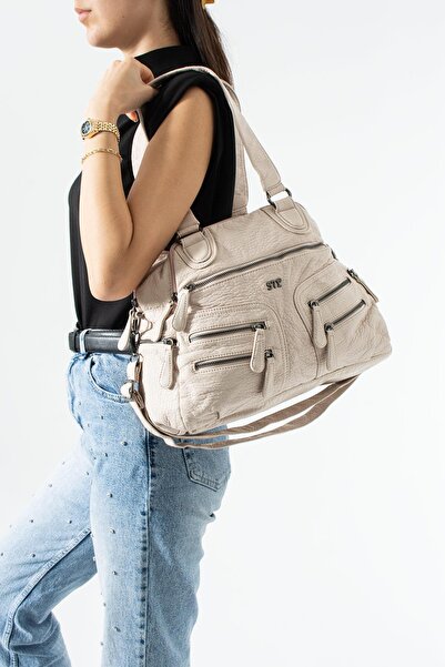 571 Collections Çanta Δερμάτινη τσάντα πολλαπλών θέσεων, ώμου και χειρός, μπε...