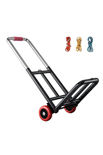 YESMAX Folding Hand Truck, Portable Dolly Cart, Luggage Cart with 3 Elastic R...