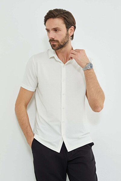 Fulla Moda Cămașă slim fit cu mâneci cu nervuri și pliuri