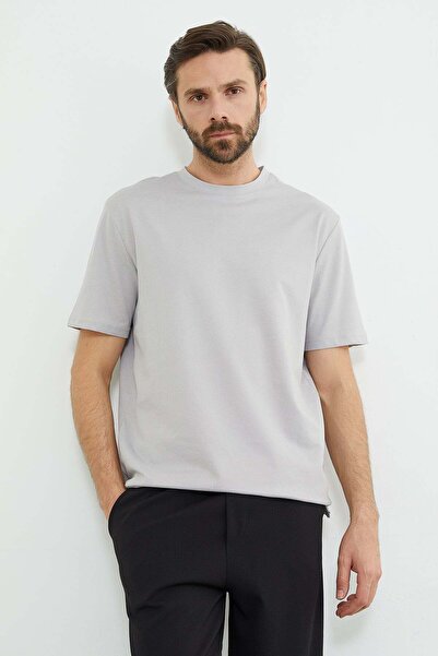 Fulla Moda Μπλουζάκι Oxford από ύφασμα με λαιμόκοψη ποδηλάτου