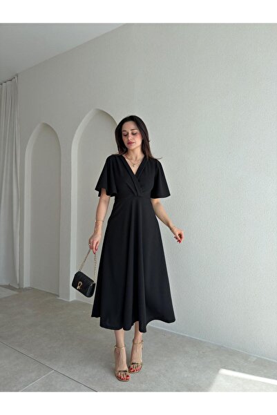 Mooi Butik ΦΡΕΣΚΟ Φόρεμα Μίντι 8984 - Μαύρο