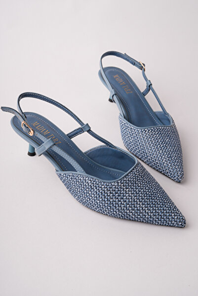 Madam Tarz JBR-F80 Ψάθινα παπούτσια με λεπτό τακούνι και ζώνη