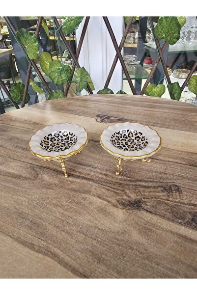 GÜRCÜGLASS Leopar model 2 piece lokumluk 7 cm in diameter