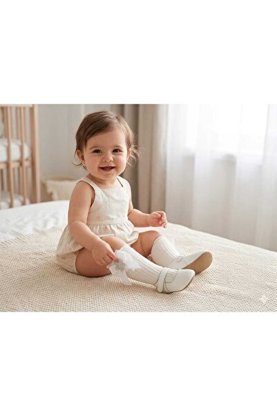 Nimini Kids Düz Fitilli Diz Altı Çorap Kız Bebek Çorap