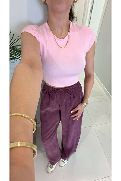 BİRCANÇİL Μπλουζάκι Dlvin Bobs Dusty Pink Cotton Modal Blend