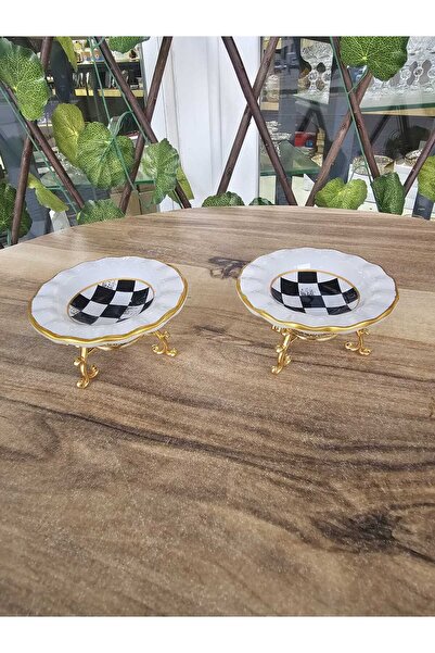 GÜRCÜGLASS Damali Model 2-Piece Lokum Container 7 cm in Diameter