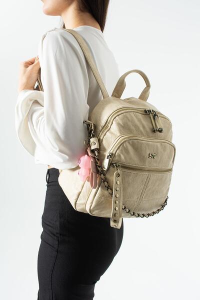 571 Collections Çanta Washed Leather, Multi-Compartment, Backpack (Casual, Tr...