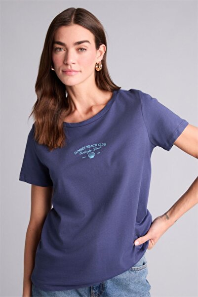 DeFacto Γυναικείο T-shirt H1384AX/IN231 INDIGO