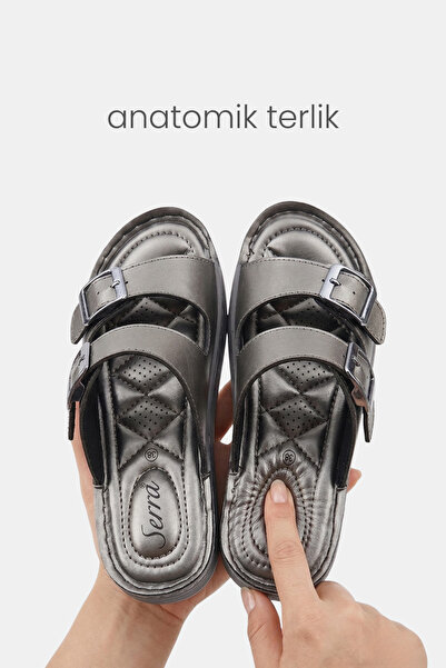 Ekonomik Ayakkabı Women's Anatomical Soft Textured Double Buckle Comfortable ...