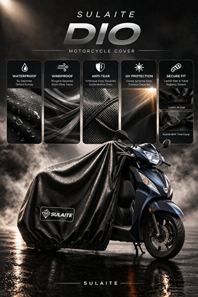 SULAITE Motosiklet Brandası HONDA DİO Motor Brandası Su Geçirmez UV Koruma Ka...