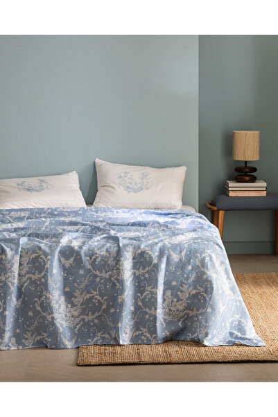 Madame Coco Arlette Διπλό 100% Βαμβακερό Πικέ με Σχέδιο Κάρντε - Μπλε