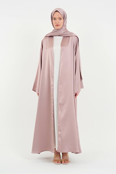 Şakika Toz Pembe Kadın Aysaha Abaya Ferace & Şal - Boy 145 cm