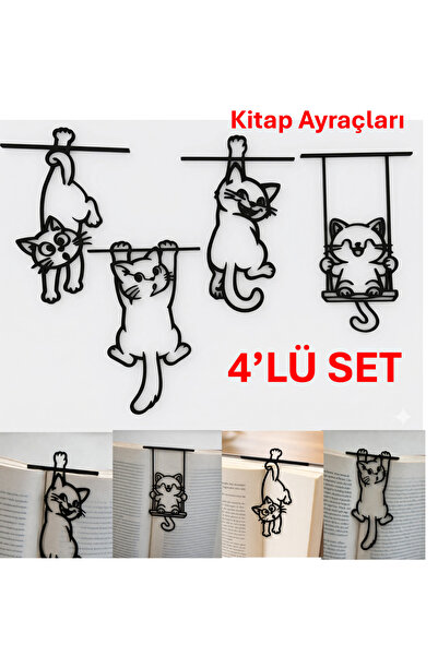 B2 Studio 4 Parça Sevimli Kedi Figürlü Kitap Ayracı Seti