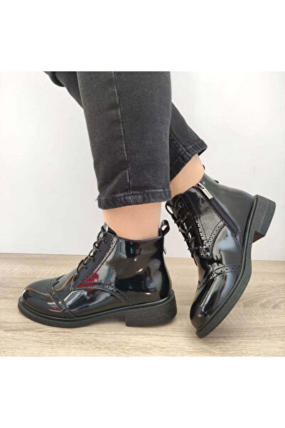 PASS Γυναικεία casual μποτάκια 550022B 01-1 ΜΑΥΡΗ ΛΑΚΑ - Μαύρο, 37