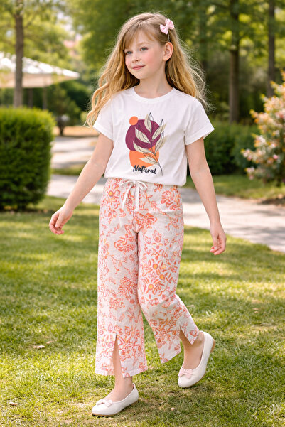 Atabay Kids ATABAY 392-04-25 Σετ μπλουζάκι και παντελόνι για κορίτσια με στάμ...