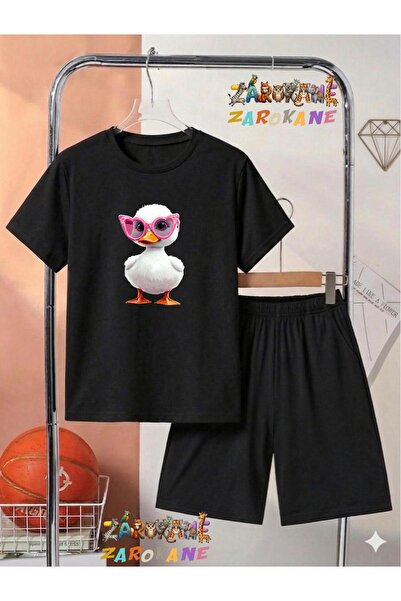 ZAROKANE Duck with Glasses Printed Top and Shorts/T-Shirt Summer Children's T...