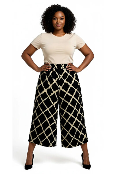 Shape Of You Παντελόνι με σχέδια, φαρδιά μπατζάκια και ελαστική μέση