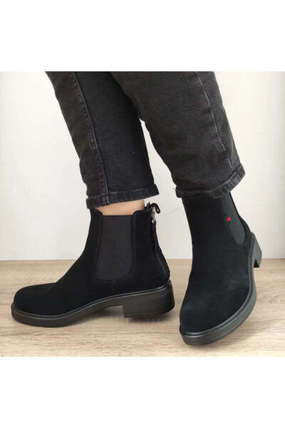 PASS Γυναικεία casual μποτάκια 550006A 01-I ΜΑΥΡΟ ΒΕΛΟΥΔΟ - Μαύρο, 38