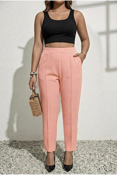 Koza Butik Women's Large Size Striped Fabric Trousers 6228-24