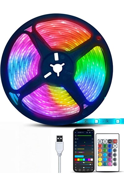 Generic شرائط إضاءة LED بطول 5 أمتار مع جهاز تحكم عن بعد، شريط إضاءة LED متزا...