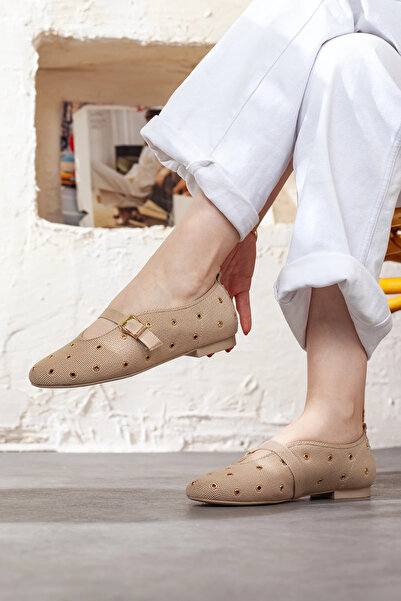 Adım Adım Γυναικεία πλεκτά μπαλαρίνες με ζώνη στην κορυφή