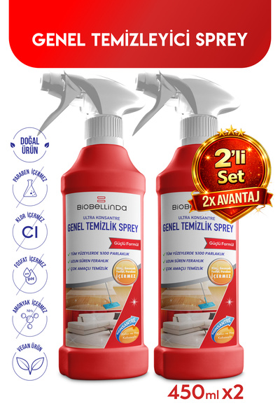 BioBellinda Genel Temizlik Sprey 450 ml ( Yüzey Temizleyici) (2'Lİ SET)