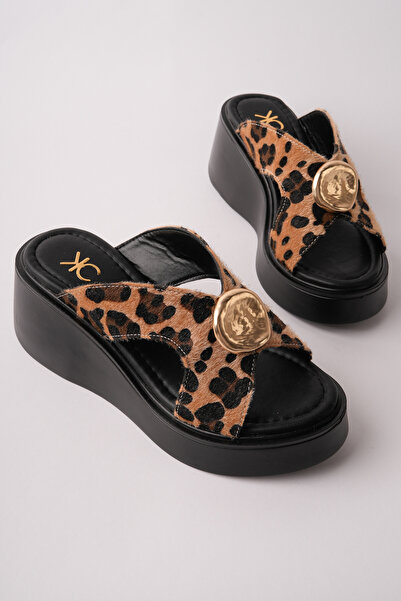 Madam Tarz Kcl-Dl54 Dolgutaban Gold Detailed Slippers