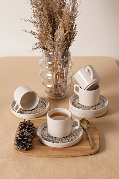 Keramika Διαχρονικό Καφέ Στοιβαζόμενο Σετ Τσαγιού 8 Τεμαχίων για 4 Άτομα 21973