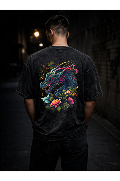 FREAK T-SHIRT Unisex Oversize Πλυμένο Μαύρο T-Shirt – Σχέδιο Streetwear με Γο...