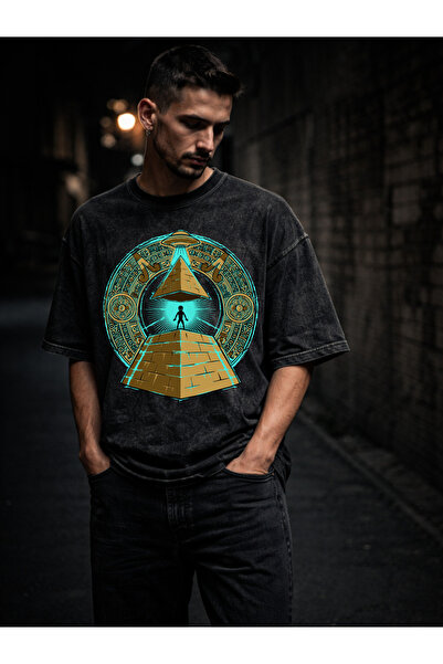 FREAK T-SHIRT Unisex Oversize Πλυμένο Μαύρο T-Shirt – Σχέδιο Streetwear με Γο...