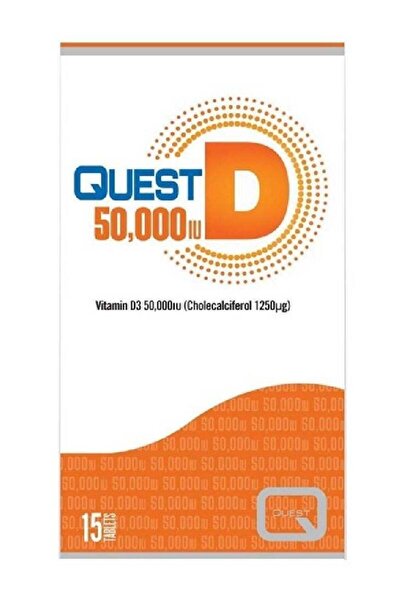 Quest D 50,000 IU Vitamin D3 50,000IU (Cholecalciferol 1250ug), 15 Tablets