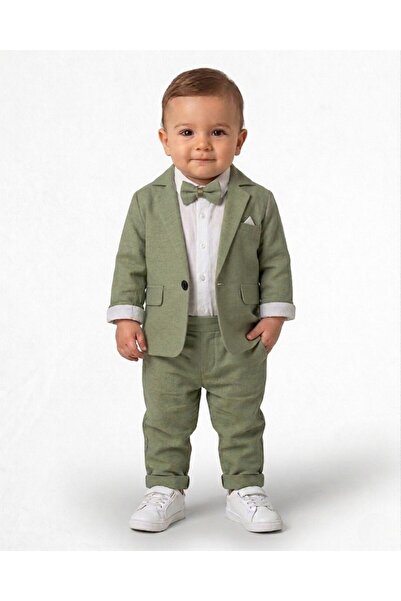 Egelite Βρεφικό σετ 4 τεμαχίων για αγόρια, με λινό μπουφάν, παντελόνι και που...