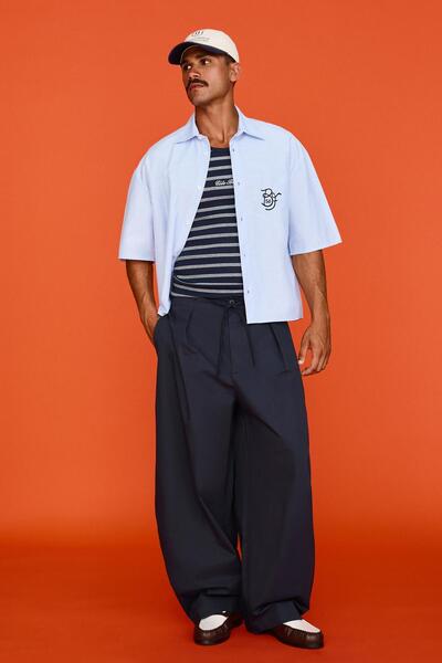 Bershka Pensli barrel fit pantolon