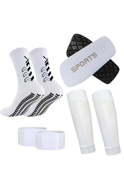 PYC Football Four piece Set Skidproof Soccer Socks Nylon Pocket Shin Guard Sl...