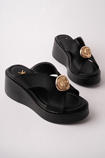 Madam Tarz Kcl-Dl54 Dolgutaban Gold Detailed Slippers