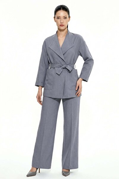 HAKKE Σετ παντελονιού με διπλό στριφωμένο σακάκι με ζώνη