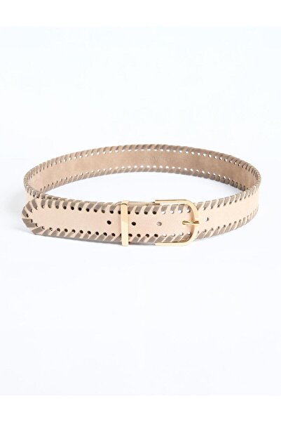 Jimmy Key Δερμάτινη ζώνη σε μπεζ απόχρωση με λεπτομέρεια στις άκρες