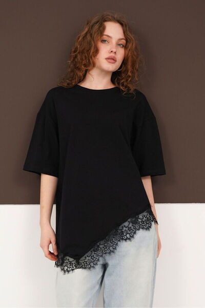 Lady Pixie Μπλουζάκι με λεπτομέρεια από δαντέλα και λαιμόκοψη ποδηλάτου